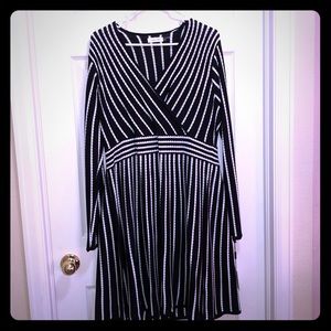 New Calvin Klein black and white sweater dress